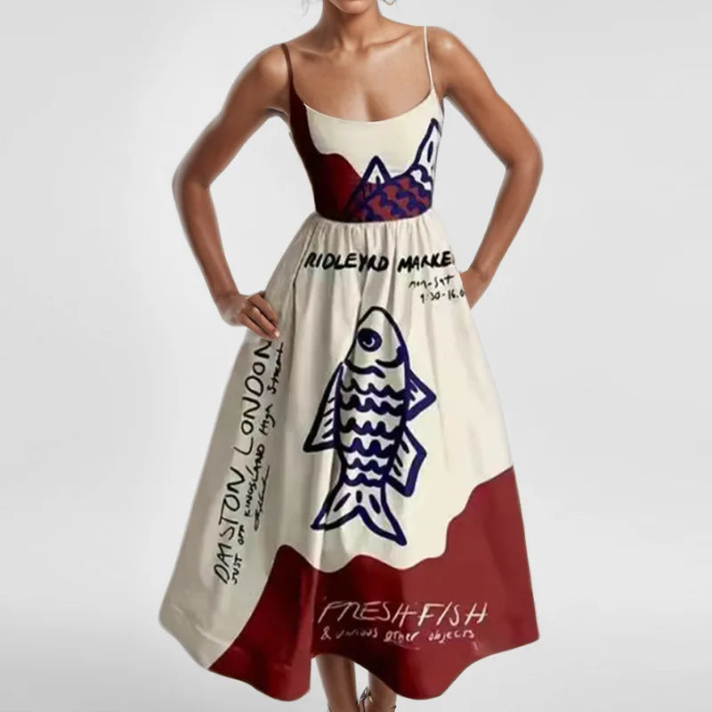 Celeste Heat – Festive A-line with low neckline