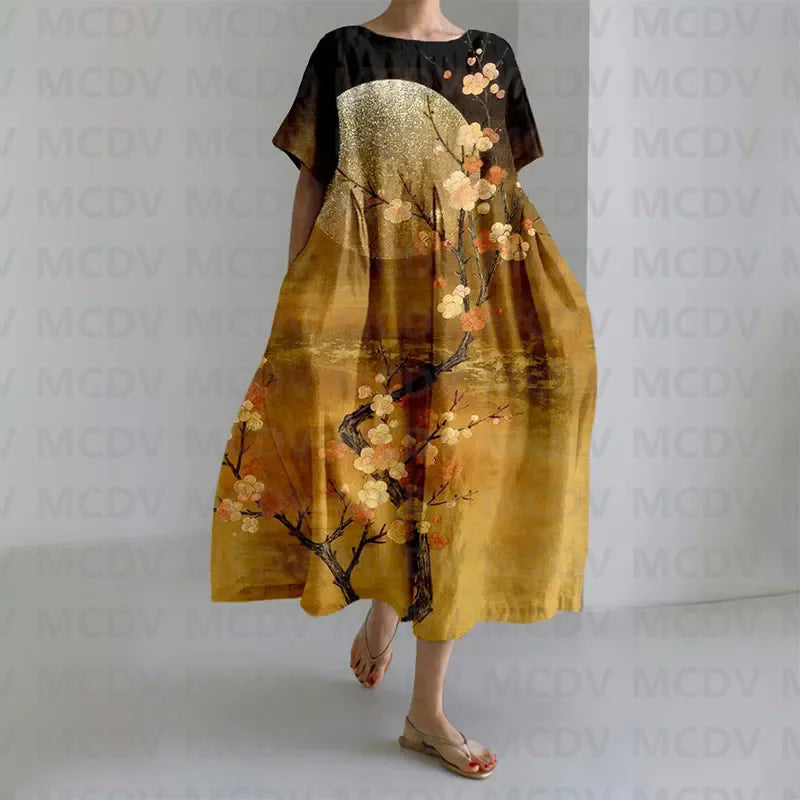 Vintage Blossom Midi Dress
