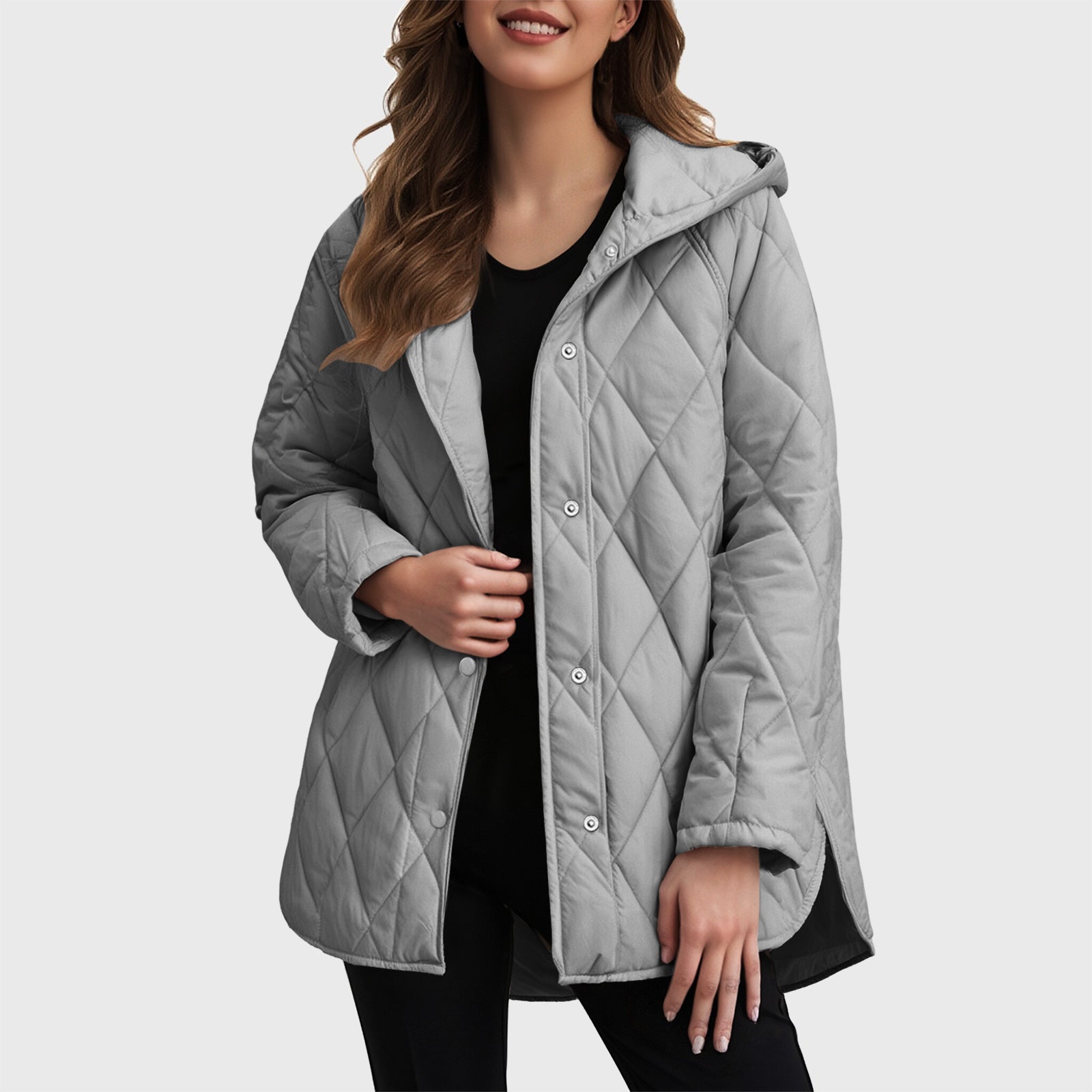 Sylvia Casual Hooded Jacket in Plain Plaid