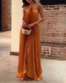 Kyla - Chic pleated halter neck maxi dress