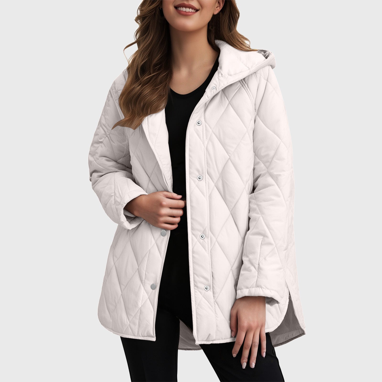 Sylvia Casual Hooded Jacket in Plain Plaid