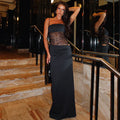 Transparent mesh and lace beach dress