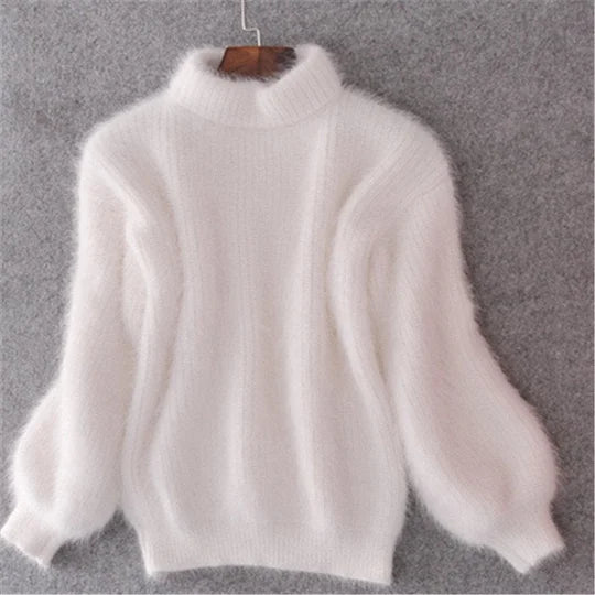 Loose, plain knit sweater - vintage Angora sweater