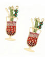 Cocktail Christmas earring in red and green