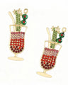 Cocktail Christmas earring in red and green