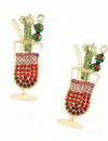 Cocktail Christmas earring in red and green