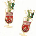 Cocktail Christmas earring in red and green