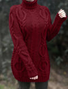 Narda - Cable Knit Roll Neck Dress