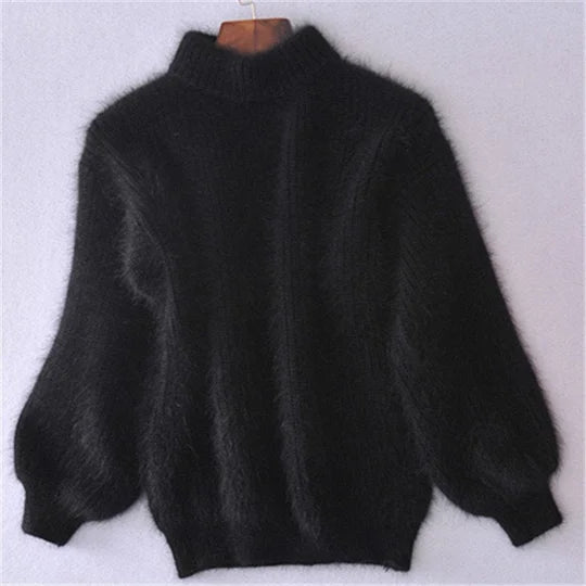Loose, plain knit sweater - vintage Angora sweater
