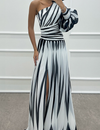 Shiloh - Elegant Striped One-Shoulder Maxi Dress