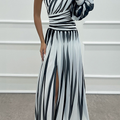 Shiloh - Elegant Striped One-Shoulder Maxi Dress