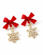 Christmas earring with snowflake in red and gold