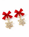 Christmas earring with snowflake in red and gold