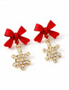 Christmas earring with snowflake in red and gold