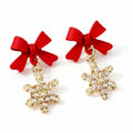 Christmas earring with snowflake in red and gold