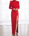 Solid pleated dress with a split at the back