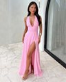 Shaina - Trendy V-Neck Maxi Dress with Slit