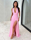 Shaina - Trendy V-Neck Maxi Dress with Slit