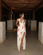 Midnight Rose maxi dress with slit