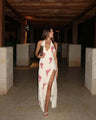 Midnight Rose maxi dress with slit