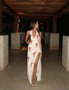Midnight Rose maxi dress with slit