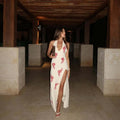 Midnight Rose maxi dress with slit