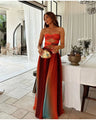 Colorful maxi dress with cutouts and pleats