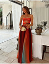 Colorful maxi dress with cutouts and pleats
