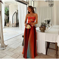 Colorful maxi dress with cutouts and pleats
