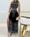 Savanna Set – Tribal Print Keyhole Top & Split Pants