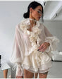 Two-piece set with flowers and ruffles