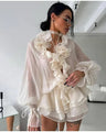 Two-piece set with flowers and ruffles