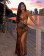 Sahara Siren™ Chain Halter Neck Maxi Dress