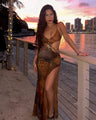 Sahara Siren™ Chain Halter Neck Maxi Dress