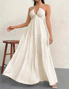 Isla Romance™ – Pleated White Maxi Dress