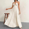 Isla Romance™ – Pleated White Maxi Dress