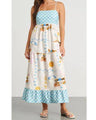 SunSketch Maxi dress with spaghetti straps