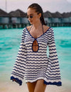 Boho Striped Chic V-Neck Mini Dress