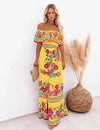 Scarlet Red Bloom Cold Shoulder Maxi Dress