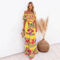 Scarlet Red Bloom Cold Shoulder Maxi Dress