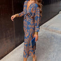 Janella - Vintage Draped Long Sleeve Midi Dress