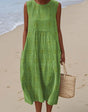 Mia™ - Elegant sleeveless cotton dress with pockets