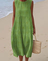 Mia™ - Elegant sleeveless cotton dress with pockets