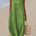Mia™ - Elegant sleeveless cotton dress with pockets