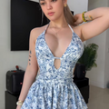 Serenity Rosé Garden Halter Mini Dress