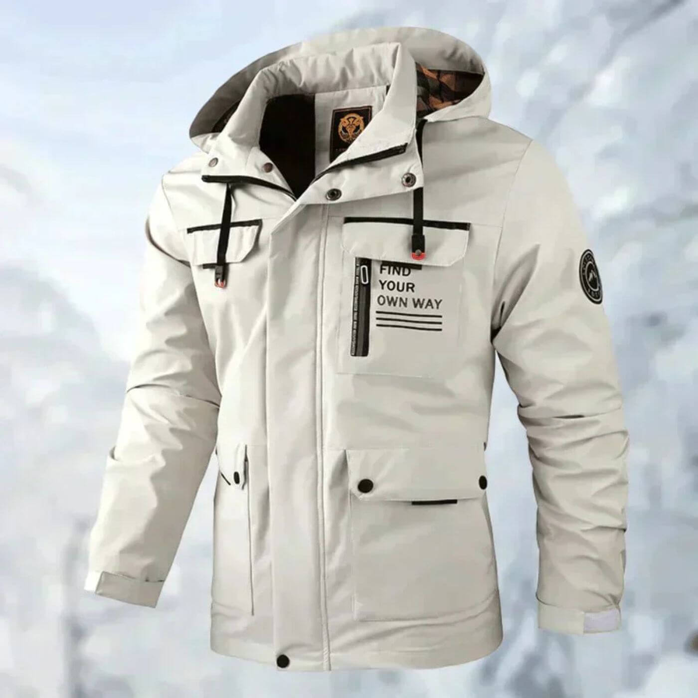 Men's waterproof outdoor jacket, suitable for autumn and winter.