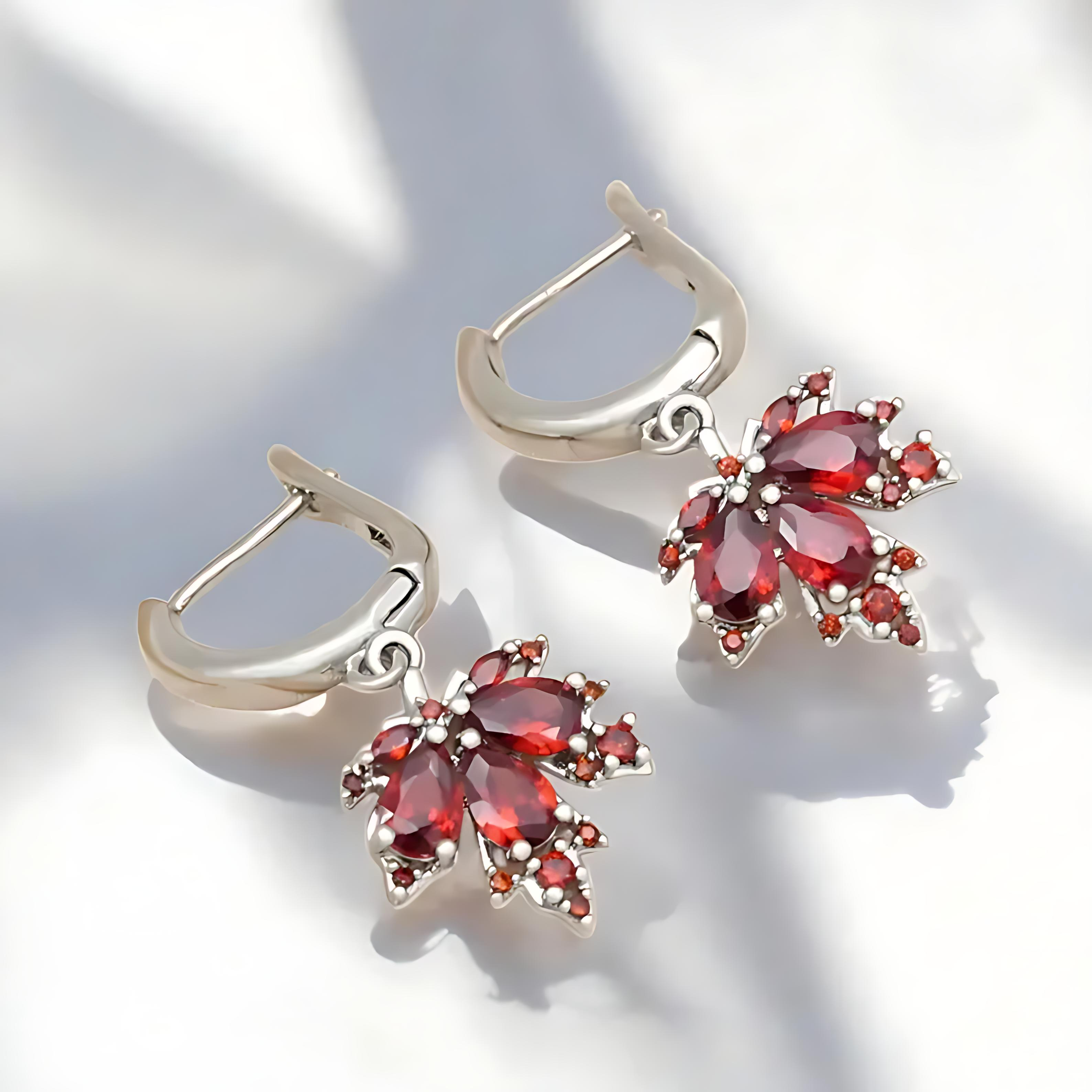Maple Leaf & Gemstone Earrings