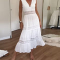 Ninfea | Sleeveless boho-style midi dress with lace details