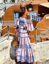 Seraphina - Luxury maxi dress with Mexican print and bare shoulders