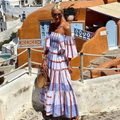 Seraphina - Luxury maxi dress with Mexican print and bare shoulders